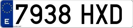 Ejemplo de matrícula española 7938 HXD