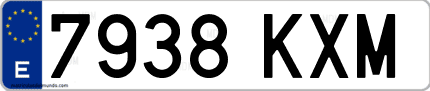 Ejemplo de matrícula de coche ordinaria 7938 KXM