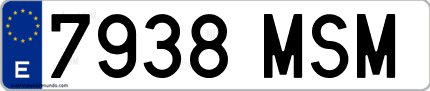 Ejemplo de matrícula de coche ordinaria 7938 MSM
