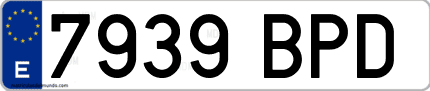Ejemplo de matrícula de coche ordinaria 7939 BPD