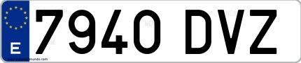 Ejemplo de matrícula de coche ordinaria 7940 DVZ