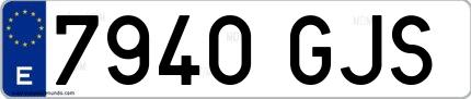 Ejemplo de matrícula española 7940 GJS
