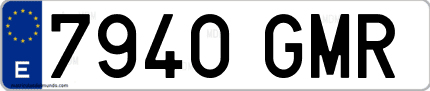 Ejemplo de matrícula de coche ordinaria 7940 GMR