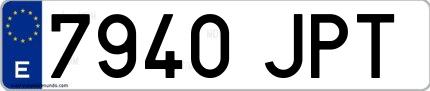 Ejemplo de matrícula española 7940 JPT