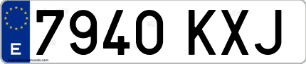 Ejemplo de matrícula de coche ordinaria 7940 KXJ