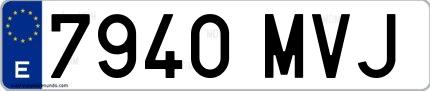 Ejemplo de matrícula española 7940 MVJ
