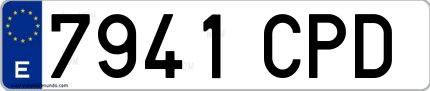 Ejemplo de matrícula española 7941 CPD