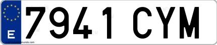 Ejemplo de matrícula de coche ordinaria 7941 CYM