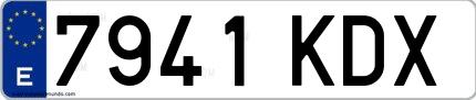Ejemplo de matrícula española 7941 KDX