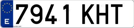 Ejemplo de matrícula de coche ordinaria 7941 KHT