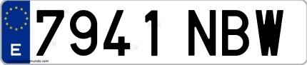 Ejemplo de matrícula española 7941 NBW