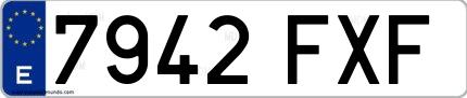Ejemplo de matrícula española 7942 FXF