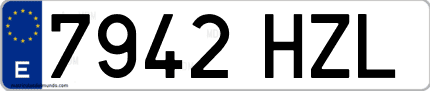 Ejemplo de matrícula de coche ordinaria 7942 HZL