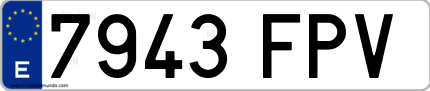 Ejemplo de matrícula de coche ordinaria 7943 FPV