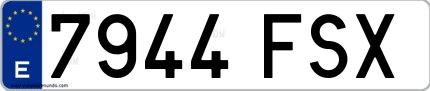 Ejemplo de matrícula española 7944 FSX