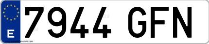 Ejemplo de matrícula española 7944 GFN