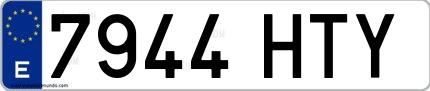 Ejemplo de matrícula española 7944 HTY