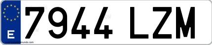 Ejemplo de matrícula española 7944 LZM
