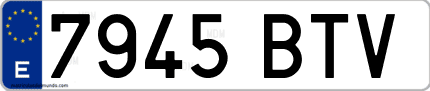 Ejemplo de matrícula de coche ordinaria 7945 BTV