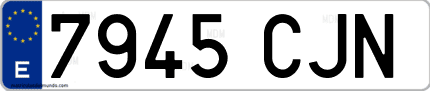 Ejemplo de matrícula de coche ordinaria 7945 CJN