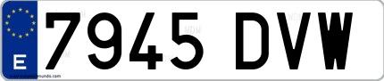 Ejemplo de matrícula española 7945 DVW