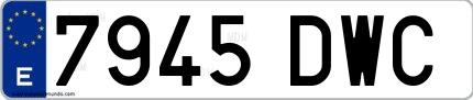 Ejemplo de matrícula española 7945 DWC