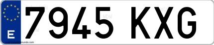 Ejemplo de matrícula española 7945 KXG
