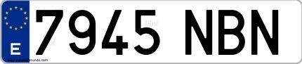 Ejemplo de matrícula española 7945 NBN