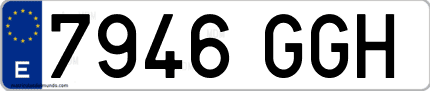 Ejemplo de matrícula de coche ordinaria 7946 GGH