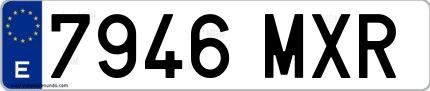Ejemplo de matrícula española 7946 MXR