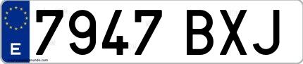 Ejemplo de matrícula española 7947 BXJ