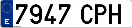 Ejemplo de matrícula de coche ordinaria 7947 CPH