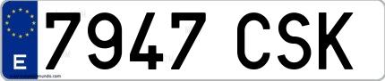 Ejemplo de matrícula española 7947 CSK