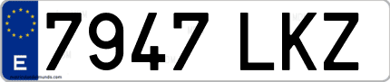 Ejemplo de matrícula de coche ordinaria 7947 LKZ