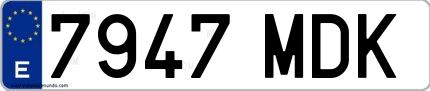 Ejemplo de matrícula de coche ordinaria 7947 MDK