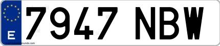 Ejemplo de matrícula española 7947 NBW