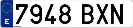 Ejemplo de matrícula de coche ordinaria 7948 BXN
