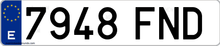 Ejemplo de matrícula de coche ordinaria 7948 FND