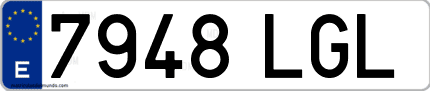 Ejemplo de matrícula de coche ordinaria 7948 LGL