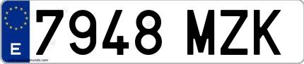 Ejemplo de matrícula española 7948 MZK