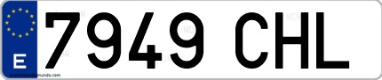 Ejemplo de matrícula de coche ordinaria 7949 CHL