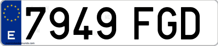 Ejemplo de matrícula de coche ordinaria 7949 FGD