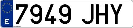 Ejemplo de matrícula española 7949 JHY
