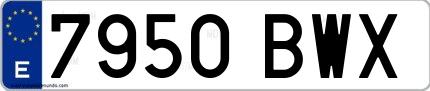 Ejemplo de matrícula española 7950 BWX