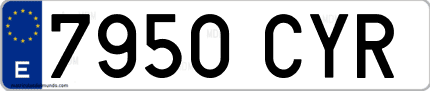 Ejemplo de matrícula de coche ordinaria 7950 CYR