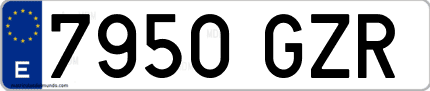Ejemplo de matrícula de coche ordinaria 7950 GZR