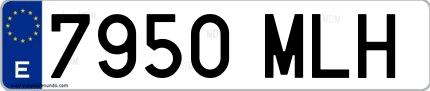 Ejemplo de matrícula española 7950 MLH
