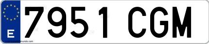 Ejemplo de matrícula española 7951 CGM