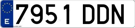 Ejemplo de matrícula española 7951 DDN