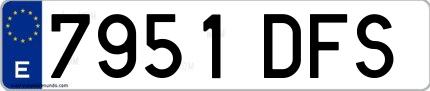 Ejemplo de matrícula española 7951 DFS
